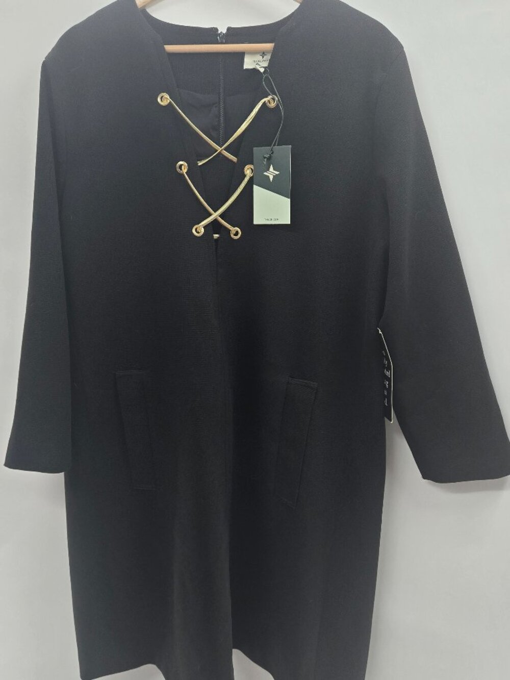 Tuckernuck Black Lace Up Brigitte LBD Ponte Mini Dress Size XXL